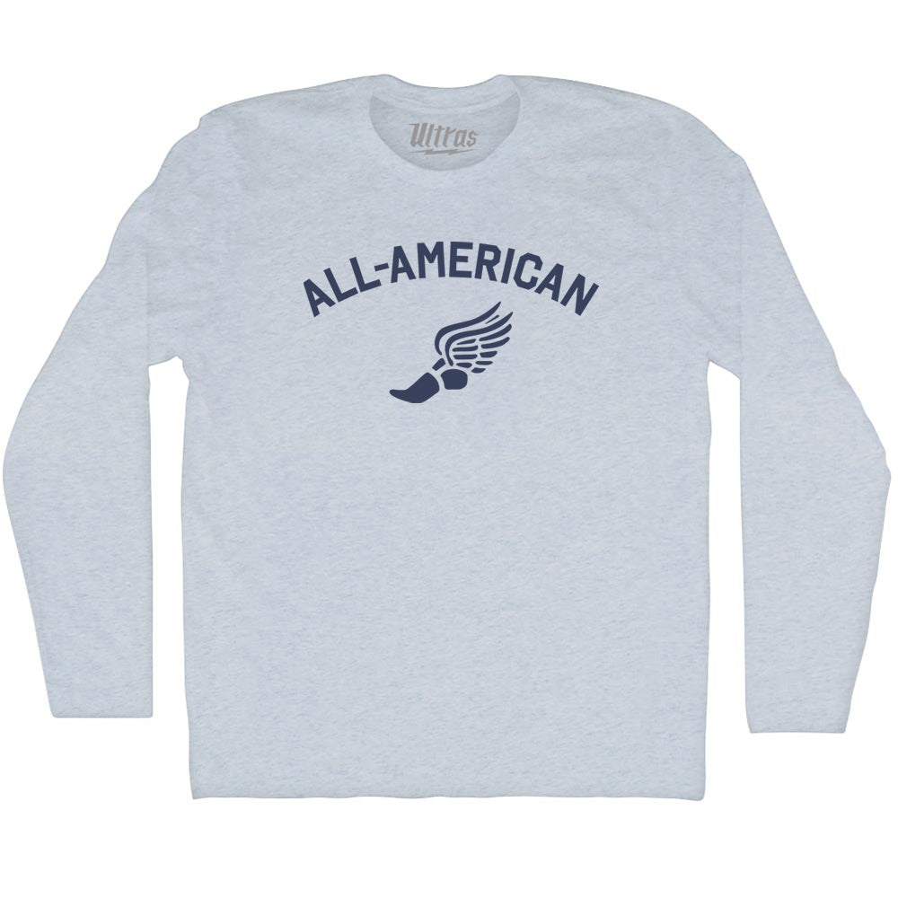All-American Running Track Winged Foot Adult Tri-Blend Long Sleeve T-shirt Style002