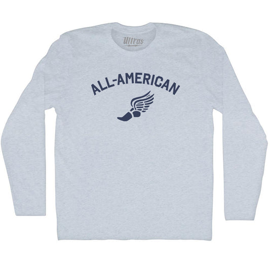 All-American Running Track Winged Foot Adult Tri-Blend Long Sleeve T-shirt Style002