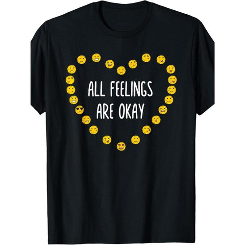 "All Feelings Are Okay Mental Health Awareness Cotton T-Shirt for 