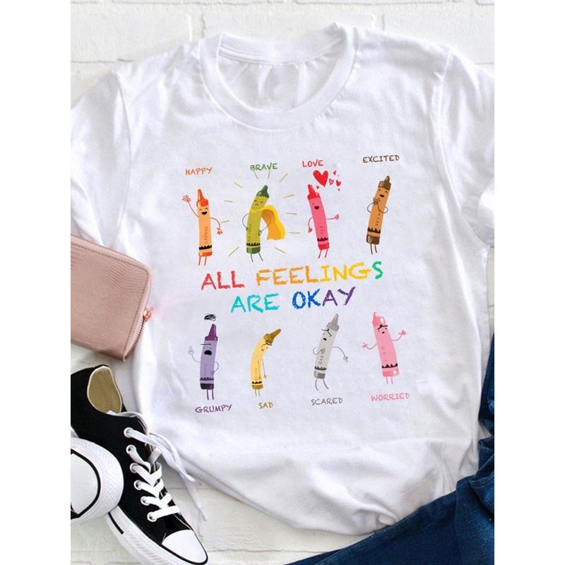 All Feelings Are Okay Teacher T Shirt , Women'S Casual Round Neck T-Shirt Hoodie, Sweatshirt | UrbanDripWear.com