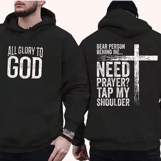 All Glory To God 2 Sided Graphic Hoodie Fleece Fabric Casual Hooded Sweatshirt Trendy Tops Perfect Gift T-Shirts