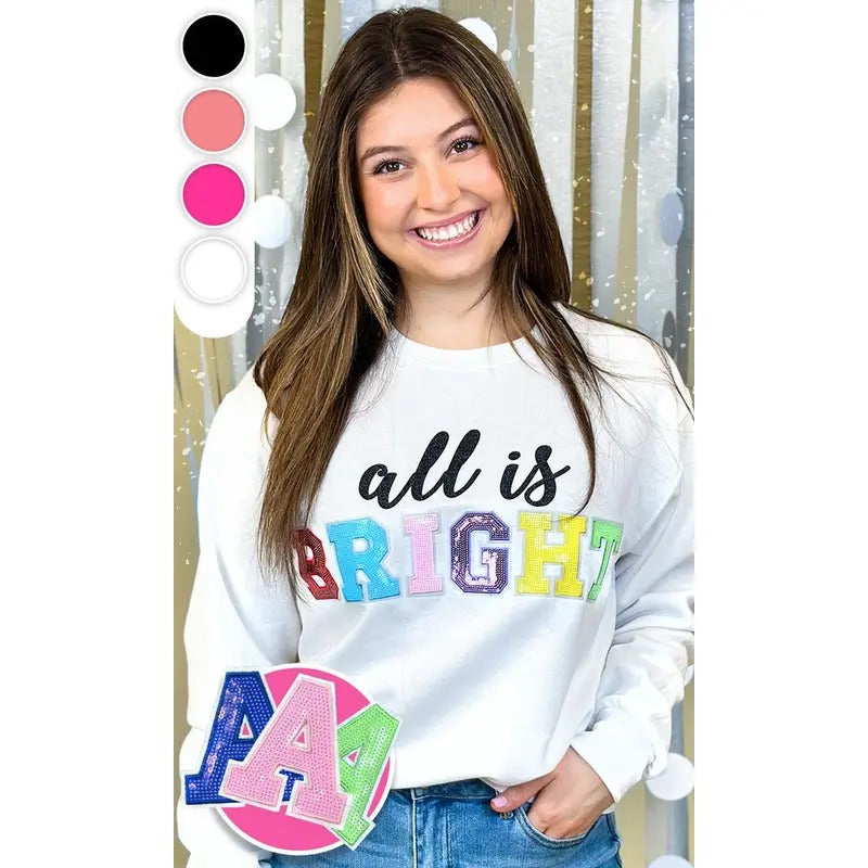 All is Bright Sequin Graphic Sweatshirt T-Shirts, Hoodie | UrbanDripWear.com