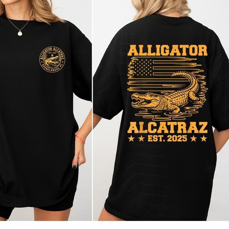 Alligator Alcatraz EST 2025 Florida Everglades T-Shirt, Alligator Alcatraz Everglades Shirt,  Tee Casual Cotton Top Gifts...