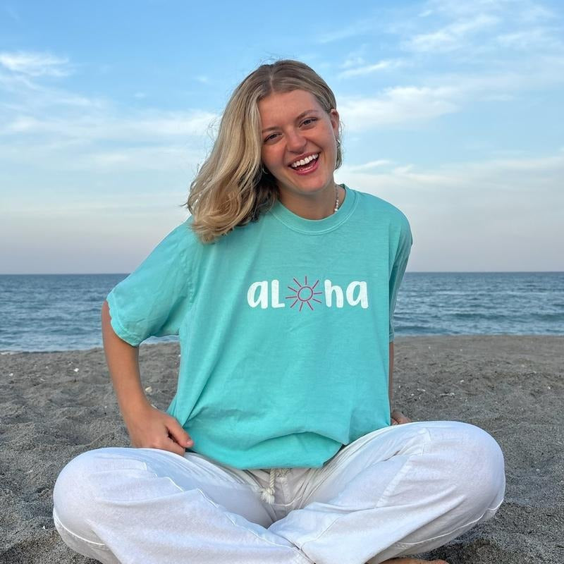 Aloha Sun Shirt, Comfort Cotton Womenswear Fabric Top Oversized Underwear Women Tshirt Hoodie, Sweatshirt | UrbanDripWear.com