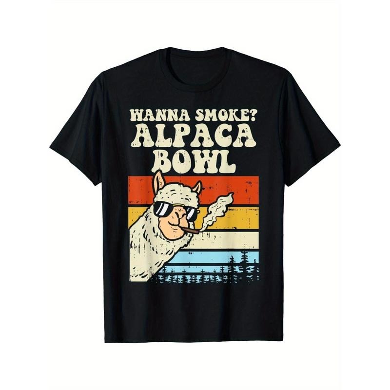 Alpaca Fashion Trend Digital printed men's T-shirt, comfortable casual wear, eye-catching design, high quality short...