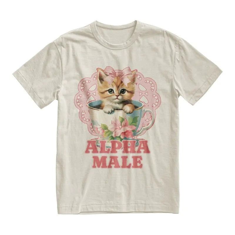 Alpha Male Funny Kitten Tshirt, Funny Cat Meme Shirt Cotton Menswear Hoodie, Sweatshirt | UrbanDripWear.com