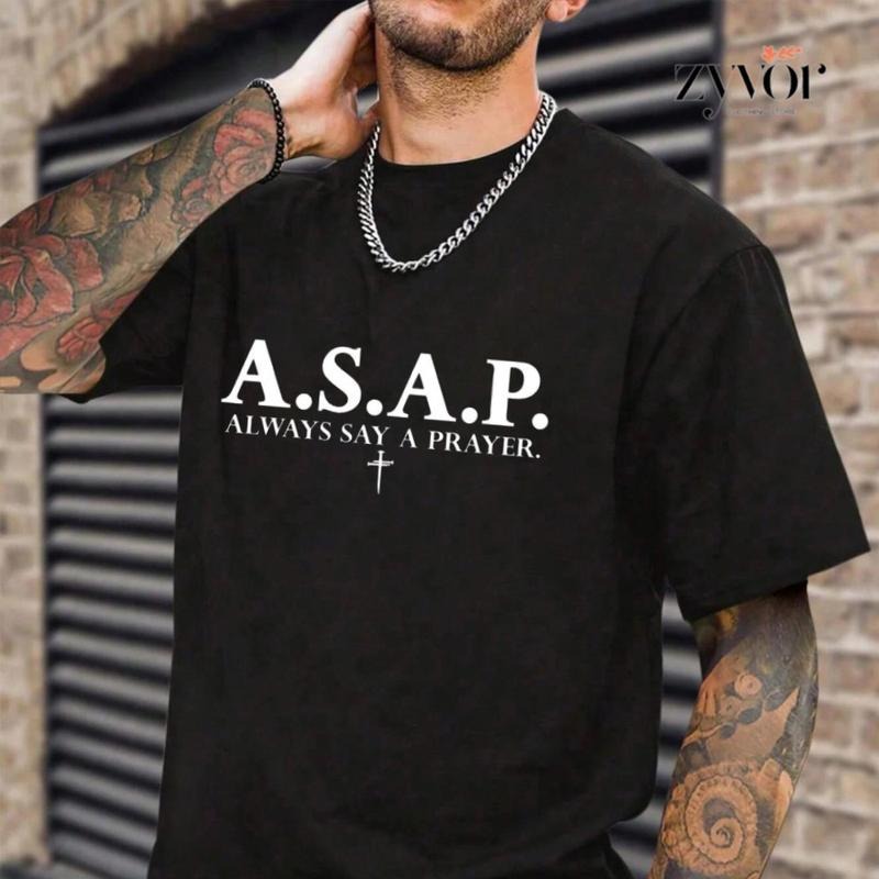 Always Say A Prayer Christian Shirt Casual Style Crew Neck Short Sleeve T-Shirt Tops Trendy for Unisex, Perfect Gift...