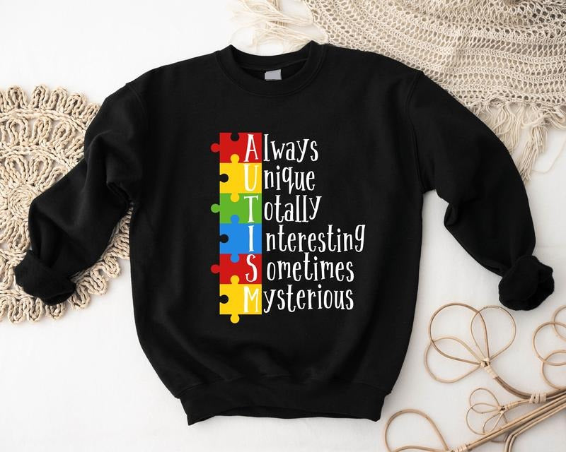 Always Unique Sweatshirt, Autism Hoodie, Autism Awareness Sweater, Be Kind Puzzle Hoodie, Neurodiversity Sweatshirt,...