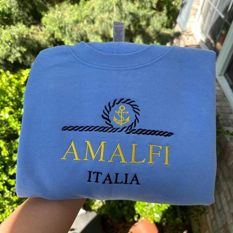 Amalfi Coast Italy embroidered sweatshirt, Italy Sweater,  Embroidery designs T-Shirts, Hoodie | UrbanDripWear.com