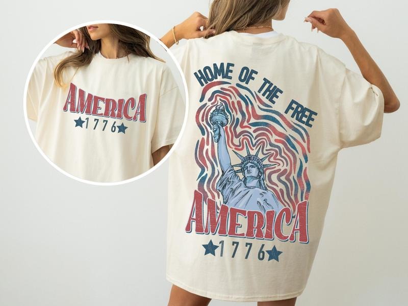 America 1776 Shirt July 4th Tshirt Patriotic Shirt America Shirt Usa Shirt 4th Of July Shirt Home Of The Free TK43GN...