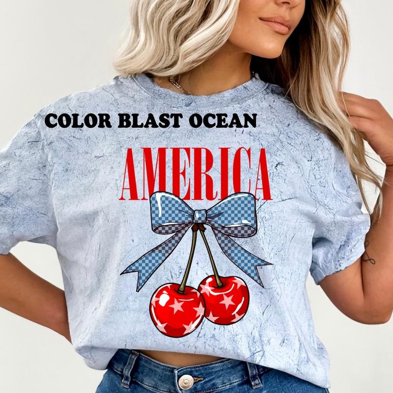 America Cherries 4th of July Shirt ~ Unisex Apparel Relaxed Fit Printed In The USA Clothing Womenswear Casual Comfort...