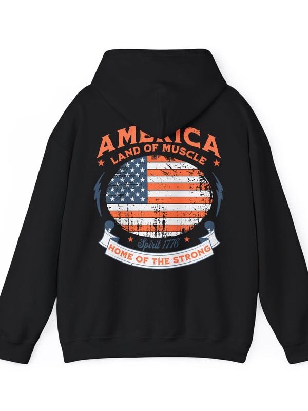 America Patriotic Fitness Hoodie - Usa Fourth of July Gym Sweatshirt, Workout Jacket for Fall and Winter, Casual...