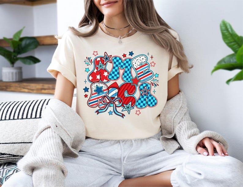 America Shirt, Patriotic, Coquette Bow America, 4th Of July T-Shirt Hoodie, Sweatshirt | UrbanDripWear.com