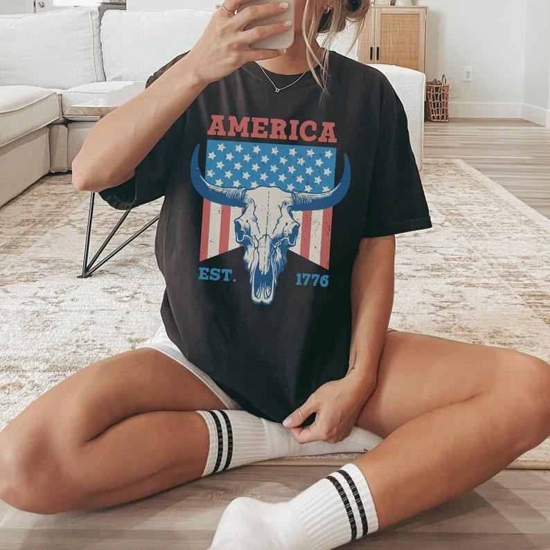America Shirt, Vintage USA Shirt, Fourth of July Shirt, 4th of July, Patriotic Shirt, America Est Shirt, Red White and...