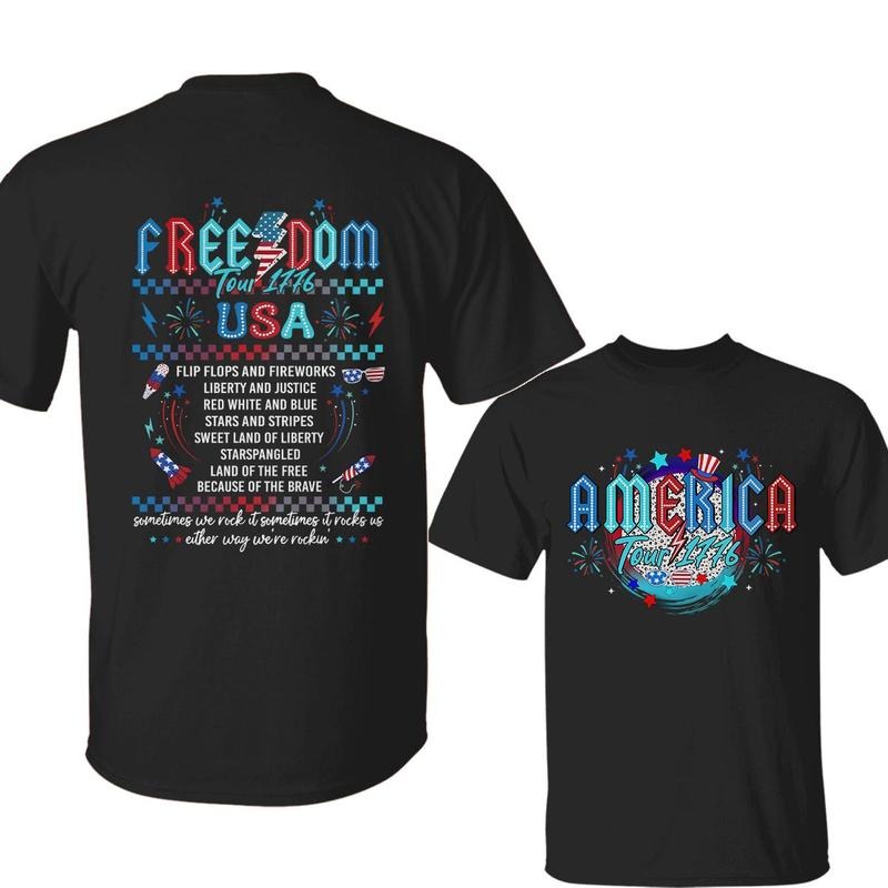 America Tour 2sided tshirt, 4th of July Shirt, 1776 Independence Day Shirt, Freedom Tour, Memorial Day gifts, Retro...