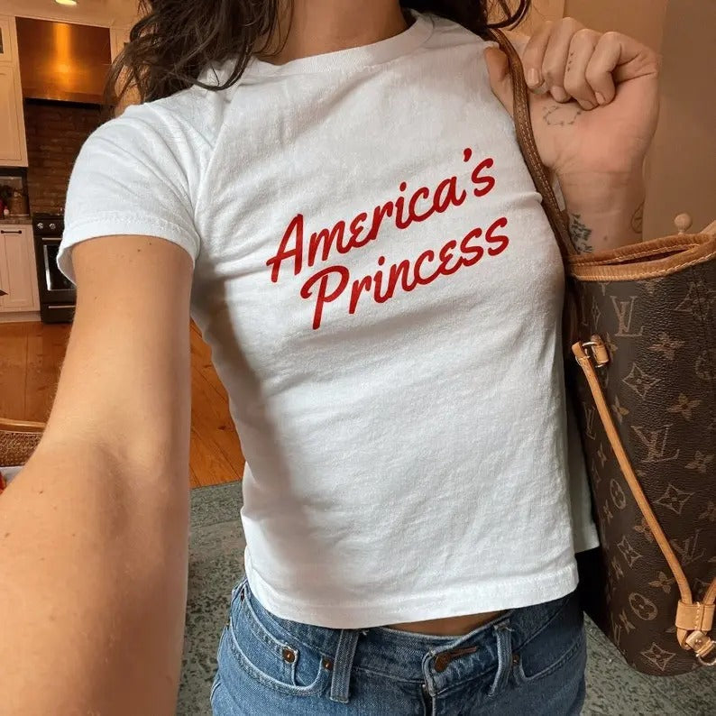 America's Princess Y2k Baby Tee Y2k Shirt Fourth Of July Shirt Trendy Baby Tee Funny Baby Tee Americana Coquette Baby Tee...