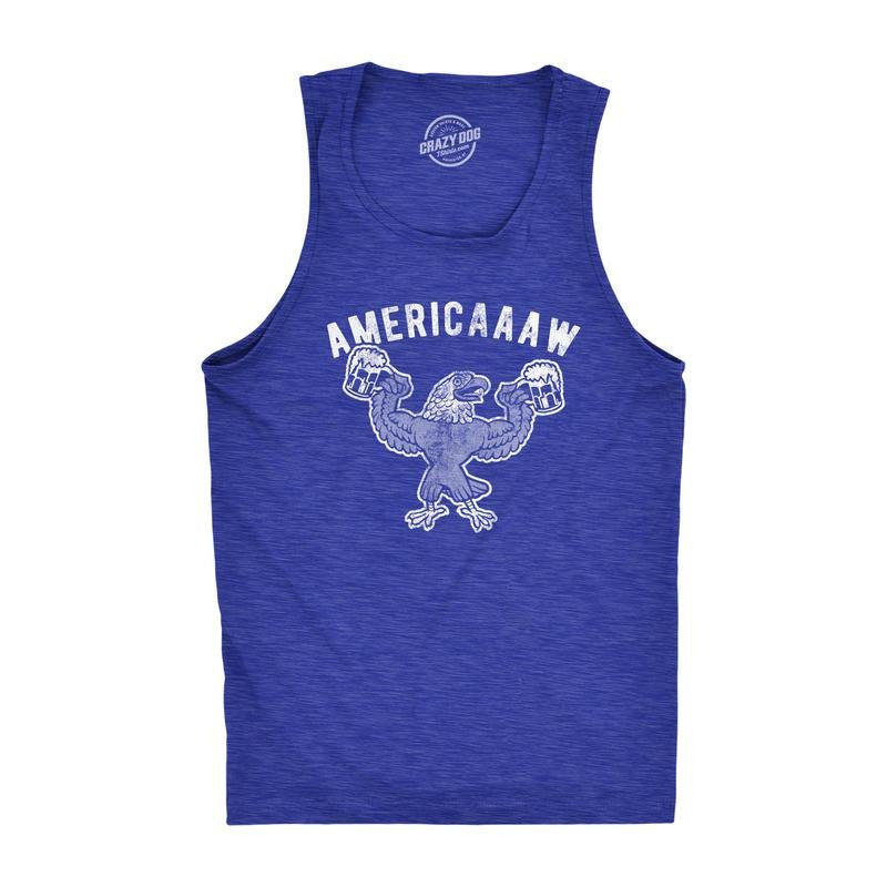 Americaaaw Mens Fitness Tank  Funny 4th Of July Merica Bald Eagle Beer Drinking Graphic Party Shirt Funny Workout Shirt...