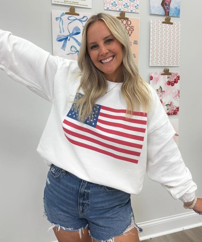 'American Flag' Crewneck Sweatshirt T-Shirts, Hoodie | UrbanDripWear.com