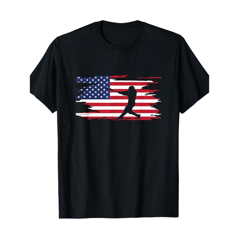 American Flag Baseball Apparel - Baseball T-Shirt-100% Cotton -220g made in usa Hoodie, Sweatshirt | UrbanDripWear.com