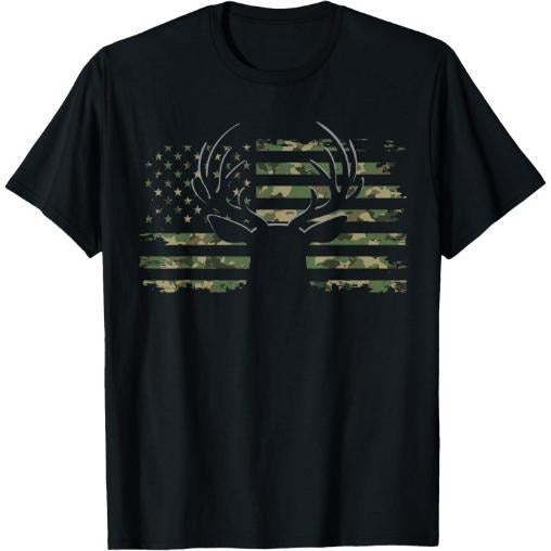 American Flag Camouflage Outdoor Antlers Deer T-Shirt Made in USAstyle{n002}2 Hoodie, Sweatshirt | UrbanDripWear.com