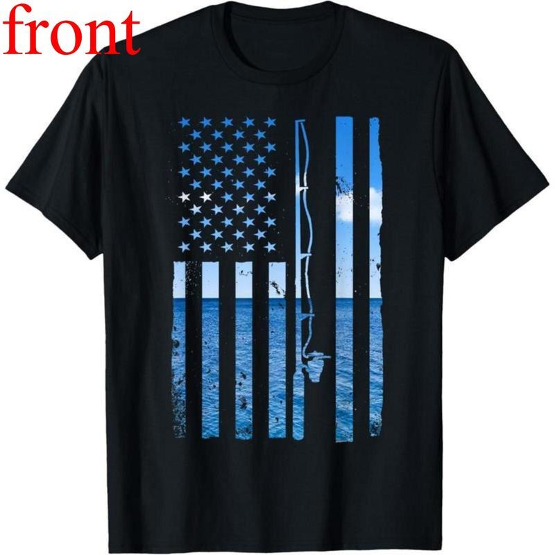 American Flag Fish Fisher Fisherman Funny Bass Fishing USA Summer Shortsleeve Cotton T-Shirt style 02 Hoodie, Sweatshirt