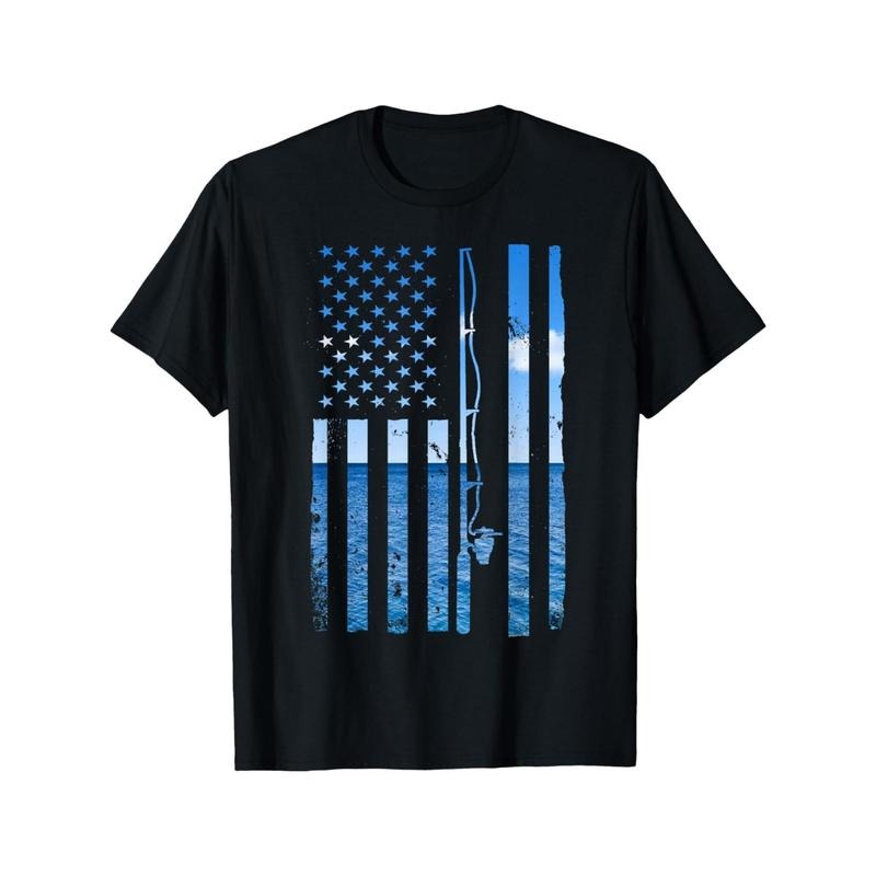 American Flag Fish Fisher Fisherman Funny Bass Fishing USA T-Shirt Made in USA Hoodie, Sweatshirt | UrbanDripWear.com