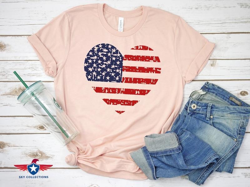 American Flag Heart Shirt, Patriotic Shirt, 4th of July Shirt, Family Matching Shirt Hoodie, Sweatshirt | UrbanDripWear.com