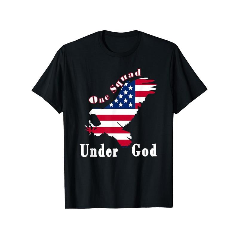 American Flag One Squad Under God USA Eagle Patriotic T-Shirt Usa Eagle T-Shirts 100% Pure Cotton Fabric weight Funny...