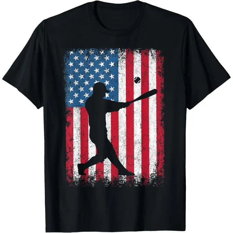 American Flag Vintage Baseball Flag T-Shirt Dad Mom Tee T-Shirt made in usa Hoodie, Sweatshirt | UrbanDripWear.com