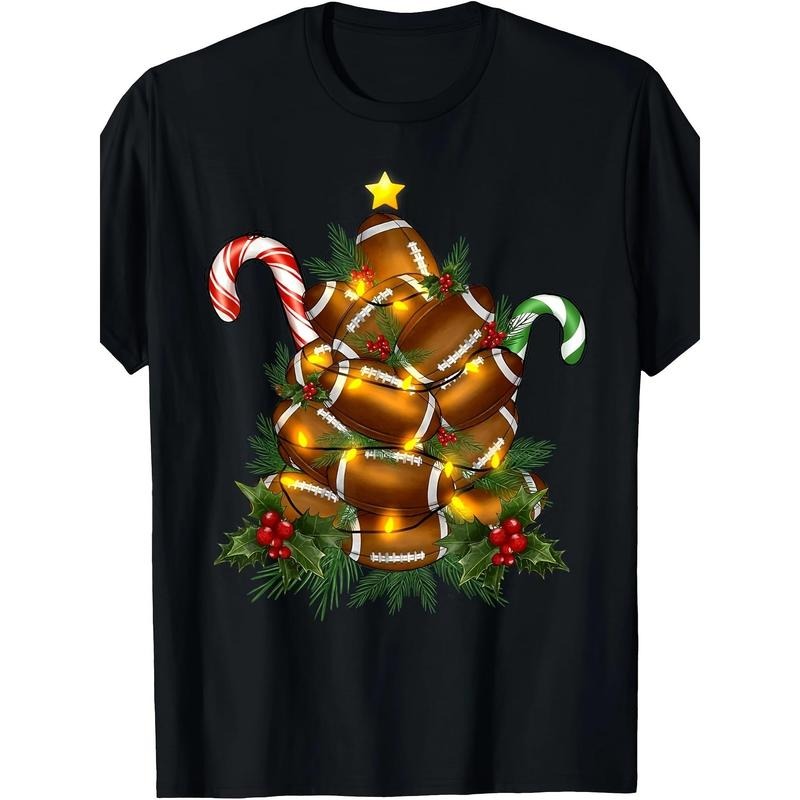 American Football Christmas Tree Christmas Pajamas Men Boys T-Shirt100% Cotton, 220g. made in usa T-Shirts, Hoodie,...