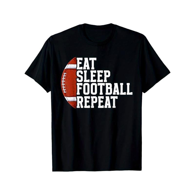 American Football Print Men's Cotton T-shirt, Graphic Tee Men's Outdoor Clothes, Men's Clothing, Casual Short Sleeve Crew...