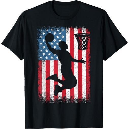 American Patriotic Basketball 4th of July USA Flag Men Boys T-Shirt Made in USA Hoodie, Sweatshirt | UrbanDripWear.com