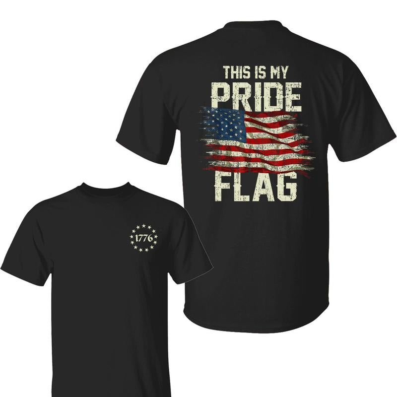 American Pride Shirt, This Is My Pride Flag Graphic Tee, Patriotic Cotton Top for Proud Americans Anime Graphic, Short...