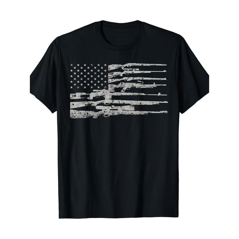 American flag T-shirt with machine gun Made in USA Hoodie, Sweatshirt | UrbanDripWear.com