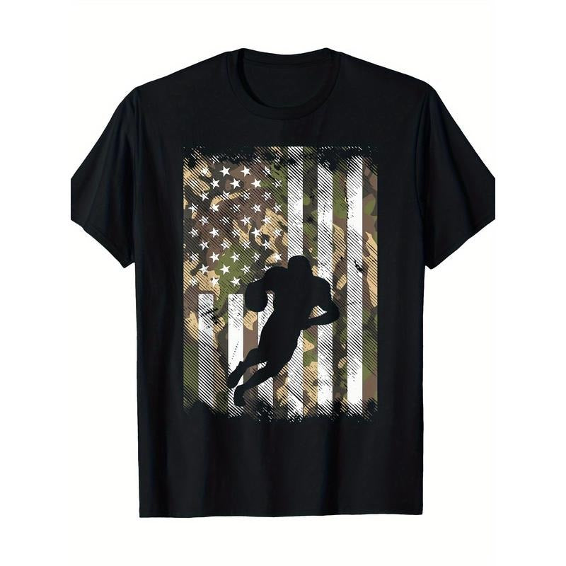 American flag football player retro patriotic t-shirt, men's t-shirt, 220g made in usa Hoodie, Sweatshirt | UrbanDripWear.com