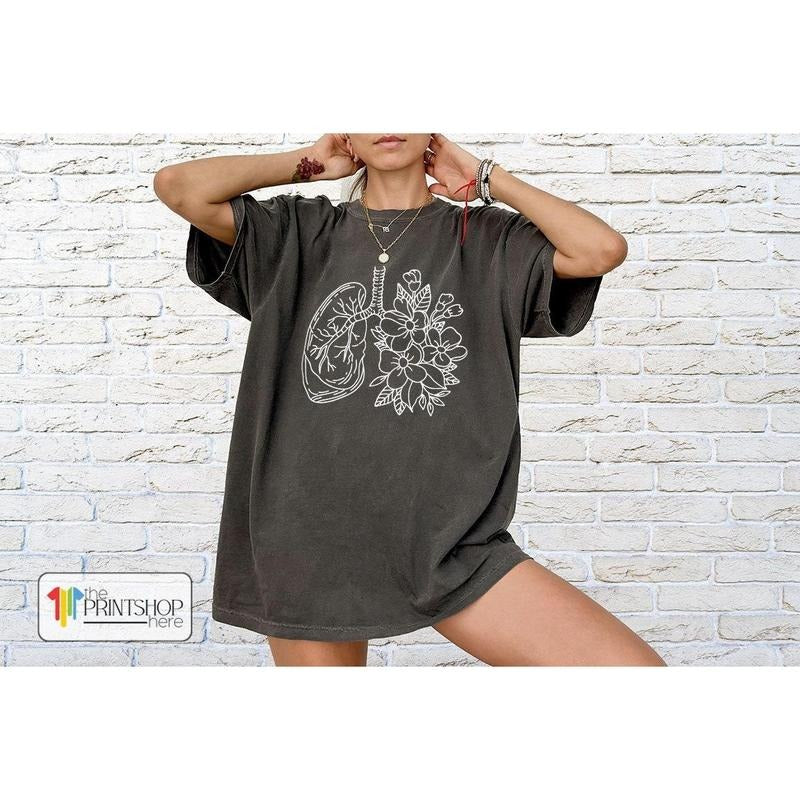 Anatomical Lung Shirt, Therapist Shirt, Floral Lungs Shirt Best Price Hoodie, Sweatshirt | UrbanDripWear.com