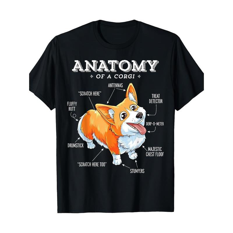 Anatomy Of A Corgi Funny Dog Lovers 220g 100% Cotton T-Shirt made in usa Hoodie, Sweatshirt | UrbanDripWear.com