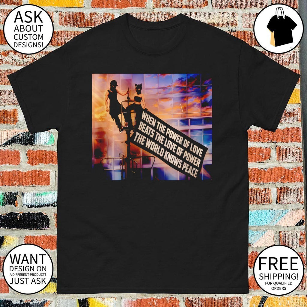 Angela Nikolau and Ivan Beerkus Empire State Building Climbers Banner when the Power of Love beats shirt