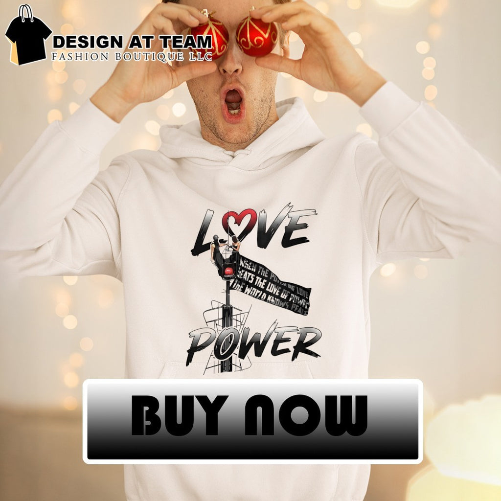 Angela Nikolau and Ivan Beerkus Empire State Building Love Power when the power of love flag shirt