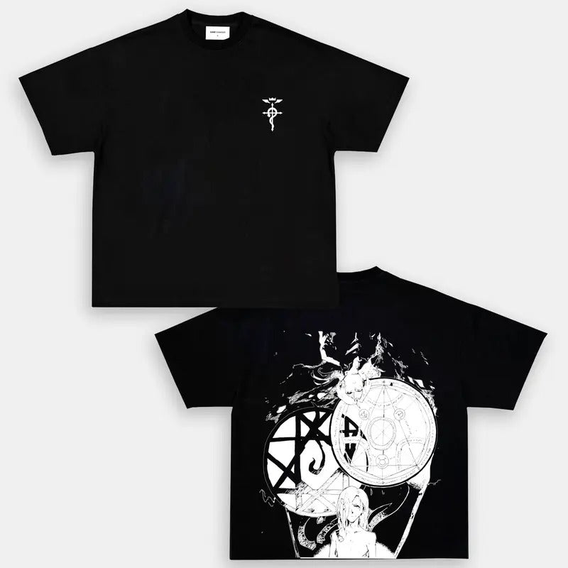 Anime Fullmetal Alchemist Anime Double Printed Vintage Oversized Tee Unisex Oversize Anime Manga Heavyweight Cotton...