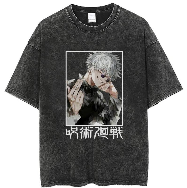 Anime Jujutsu Kaisen Washed T-shirts Summer T Shirt Unisex Harajuku Casual Tees Loose Streetwear Top Menswear Underwear...