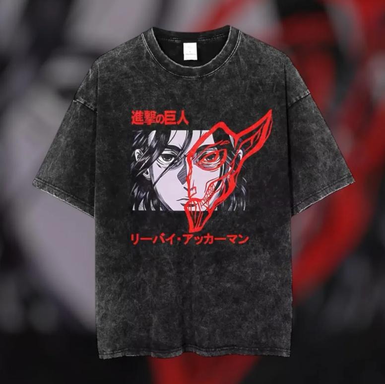 Anime T-Shirt-Vintage anime t-shirt AOT -Anime Inspired Washed T-shirt  Vintage T-Shirt Menswear Top Hoodie, Sweatshirt