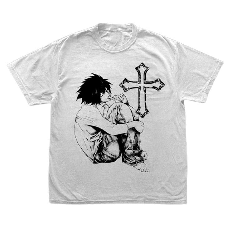Anime Vintage Graphic Tee, L Lawliet Tee, Death Note Shirt, Manga Anime Shirt, Unisex T-Shirt, Anime Clothing Top...