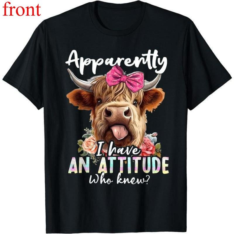 Apparently I Have An Attitude Who Knew Sarcasm Highland Cow T-Shirt Hoodie, Sweatshirt | UrbanDripWear.com
