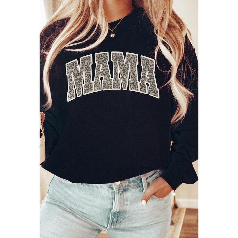 Arched Mama Leopard Heavy-weight Crew Sweatshirt T-Shirts, Hoodie | UrbanDripWear.com