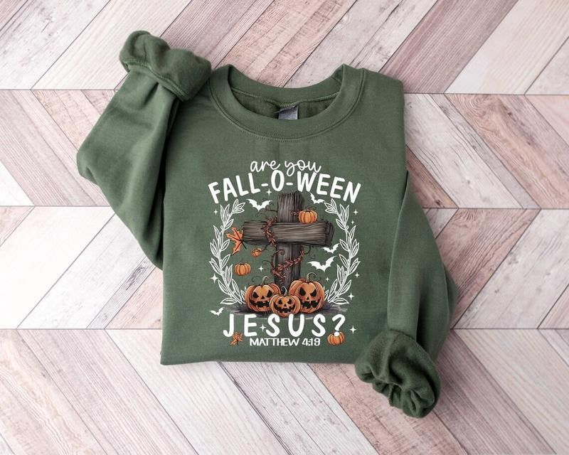 Are You Fall-O-Ween Jesus, Retro Fall Religious Shirt, Womens Christian Shirt, Follow Jesus Shirt Cotton Top Hoodie,...