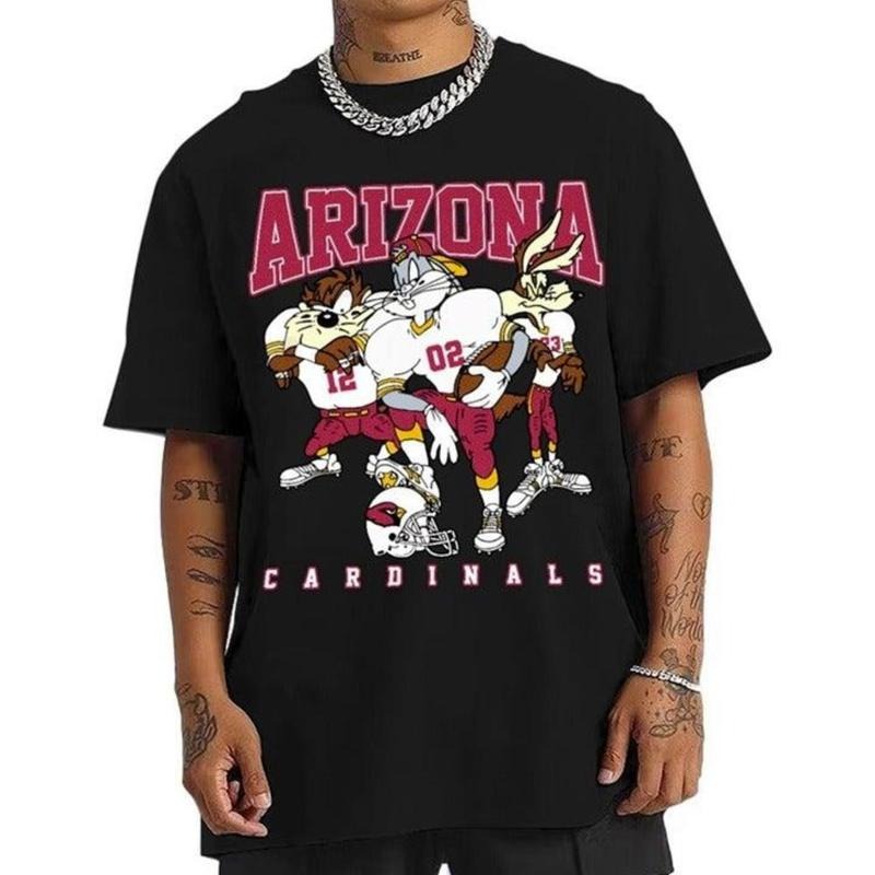 Arizona Cardinals Bugs Bunny And Taz Player T-Shirt Menswear Top Underwear Tshirt Streetwear Man Tropical Crewneck...