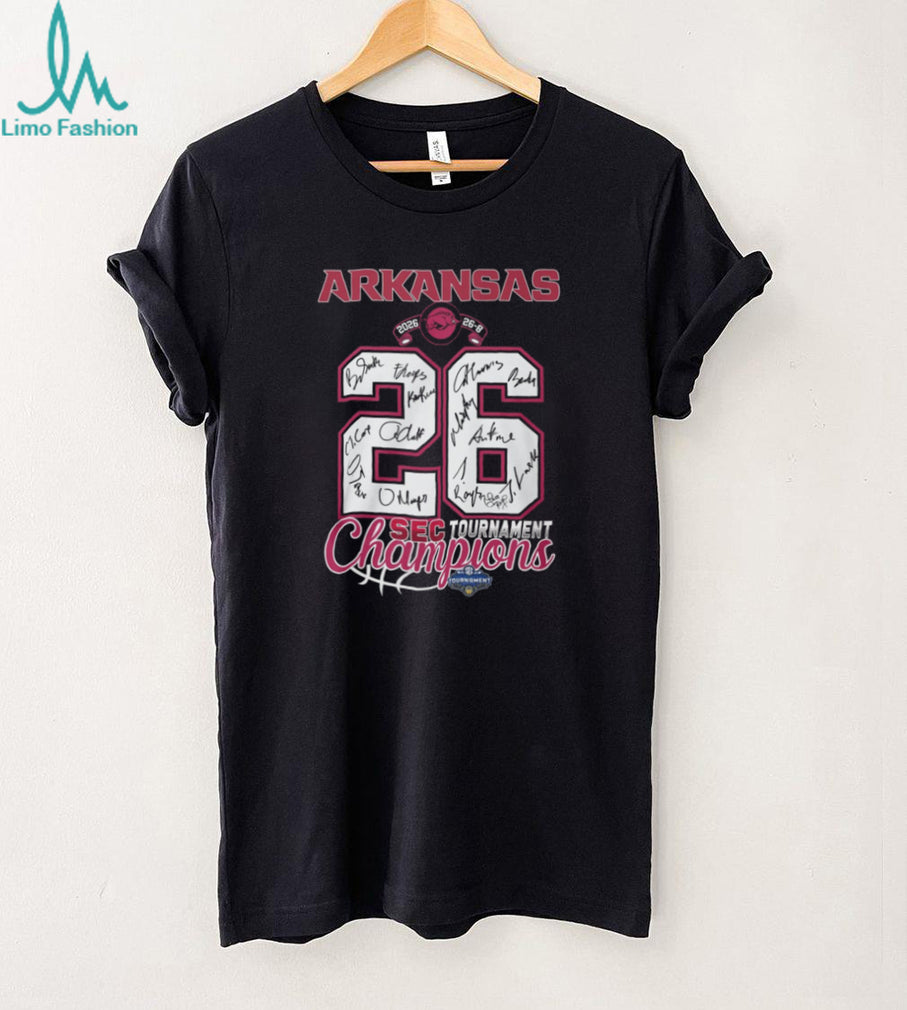 Arkansas Razorbacks 2026 SEC Tournament Champions Signature Jersey Number T Shirt