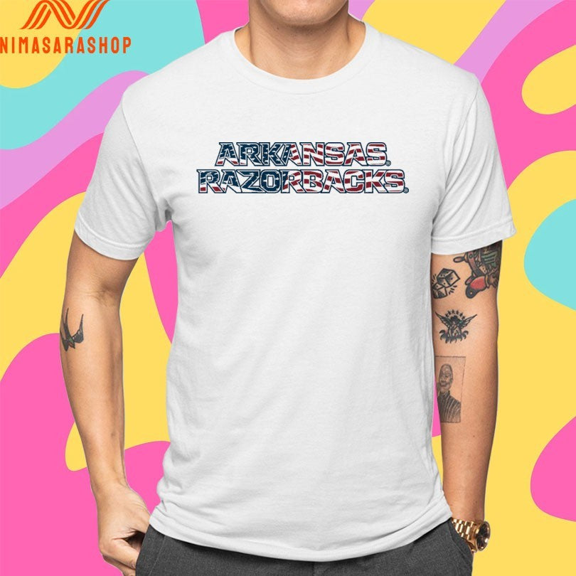 Arkansas Razorbacks Patriotic Marks Wordmark Stack Shirts