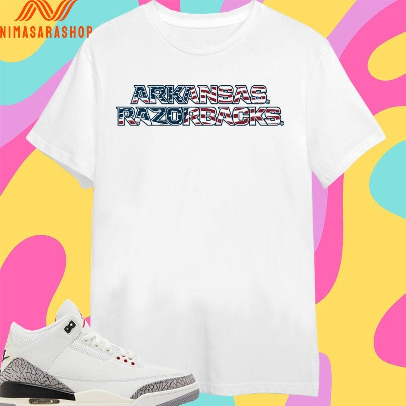 Arkansas Razorbacks Patriotic Marks Wordmark Stack Shirts